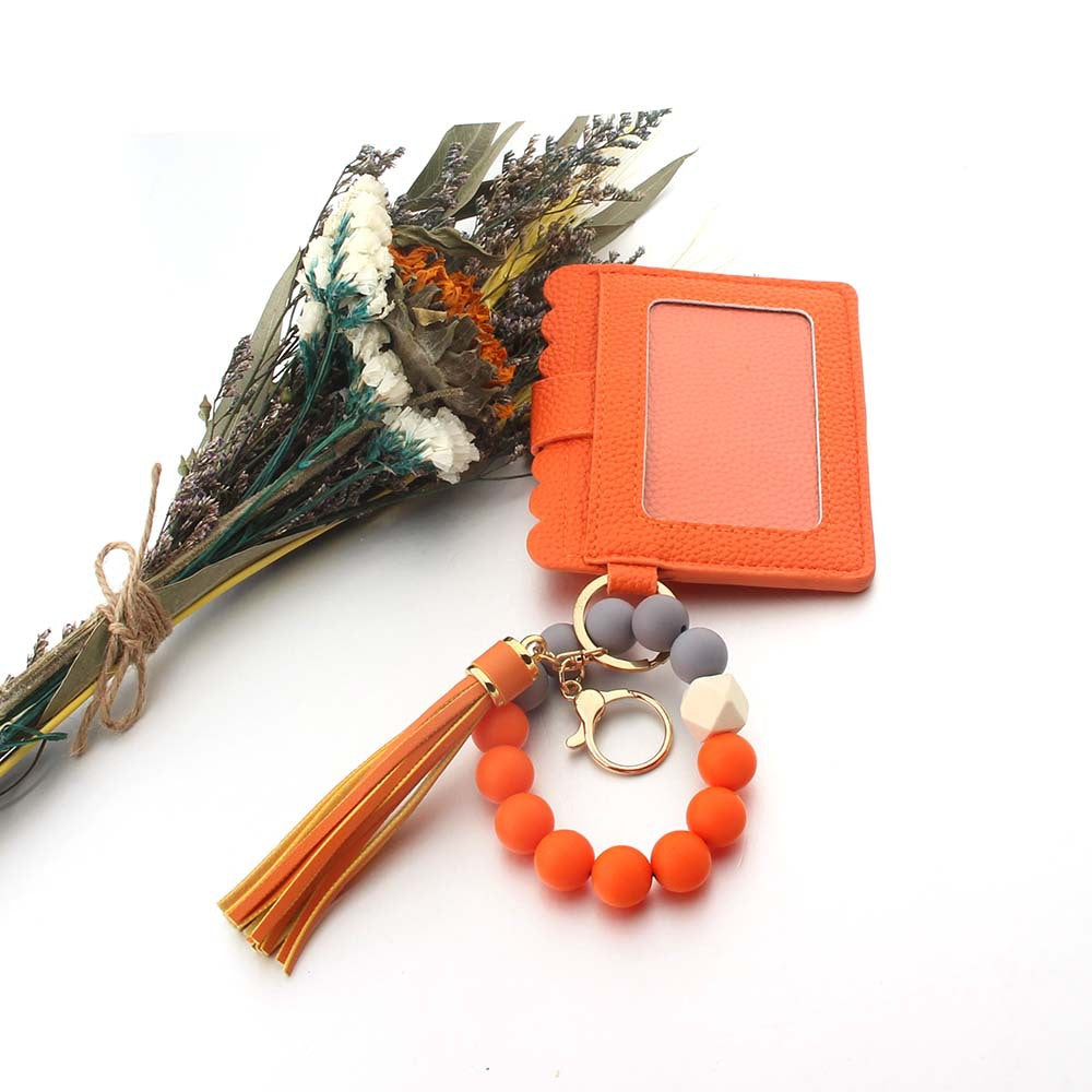 Wholesale PU Leather Tassel Silicone Wrist Coin Purse Keychain